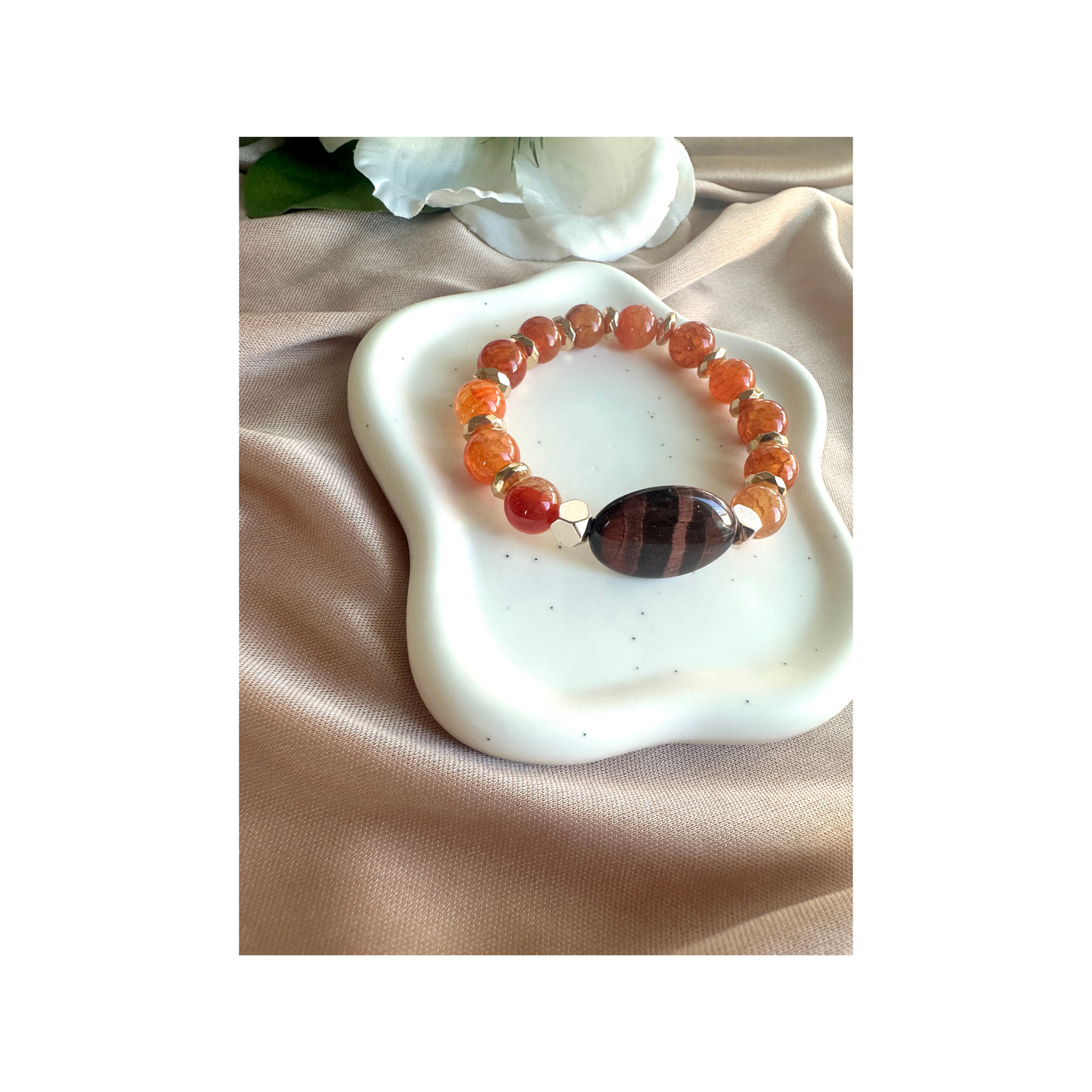Tiger Eye and Agate Stretch Bracelet