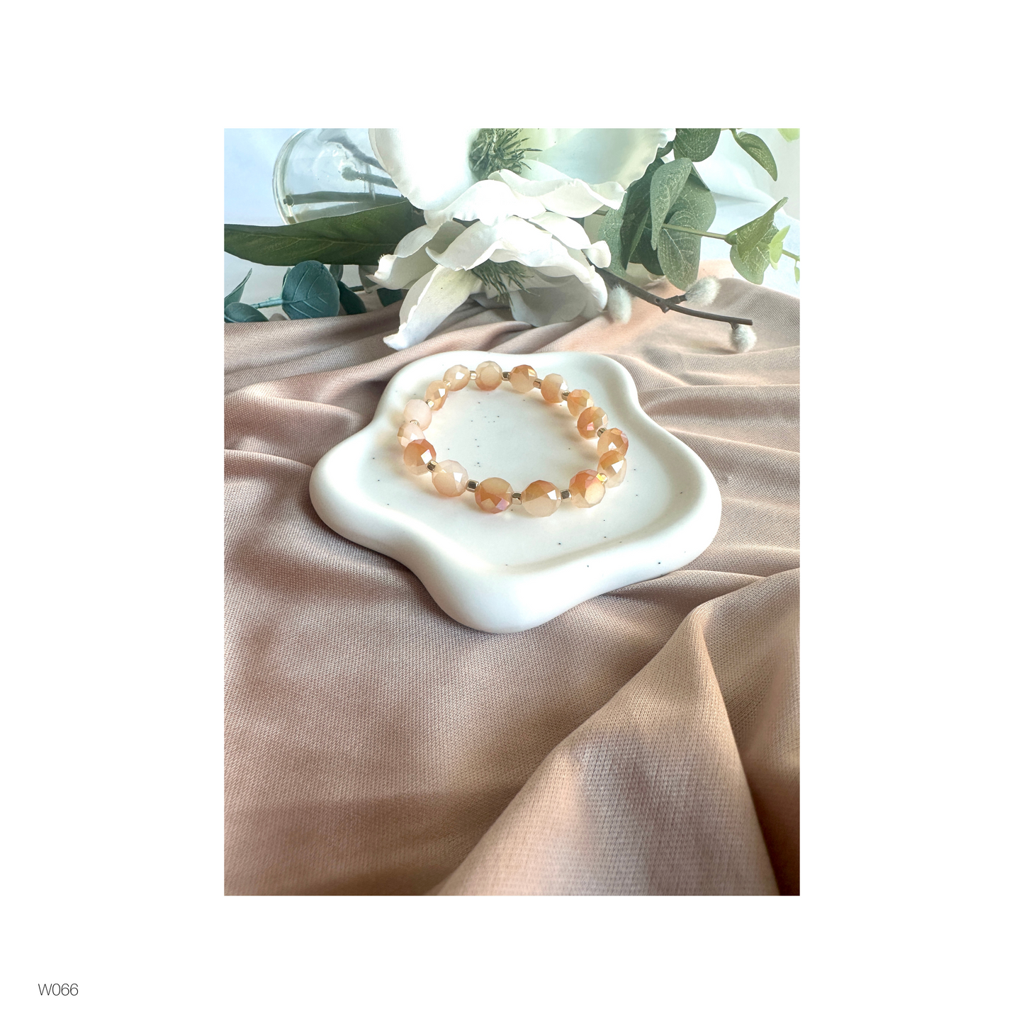 Handmade Alabaster Stretch Bracelet | Faceted Beads & Hematite for Mindful Style