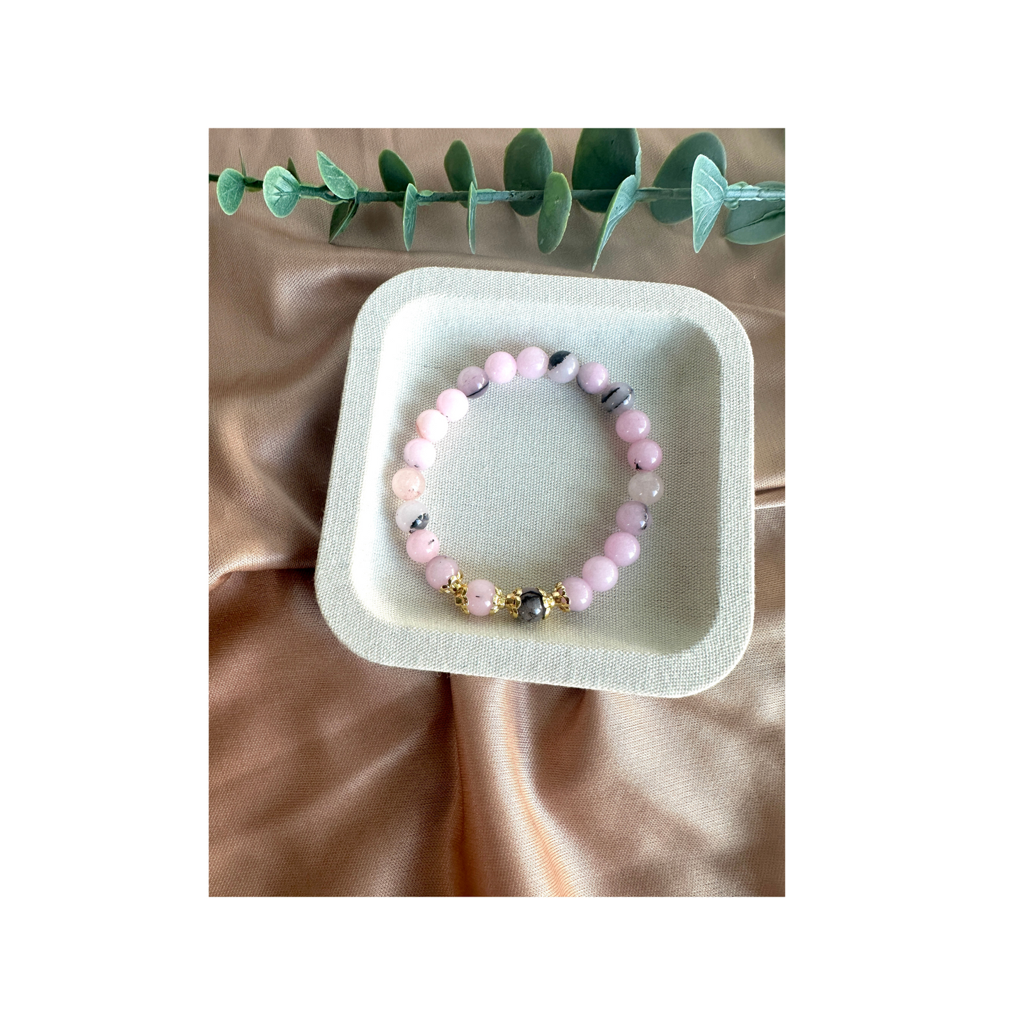 Pink Opal | Zebra Jasper Stretch Beaded Bracelet