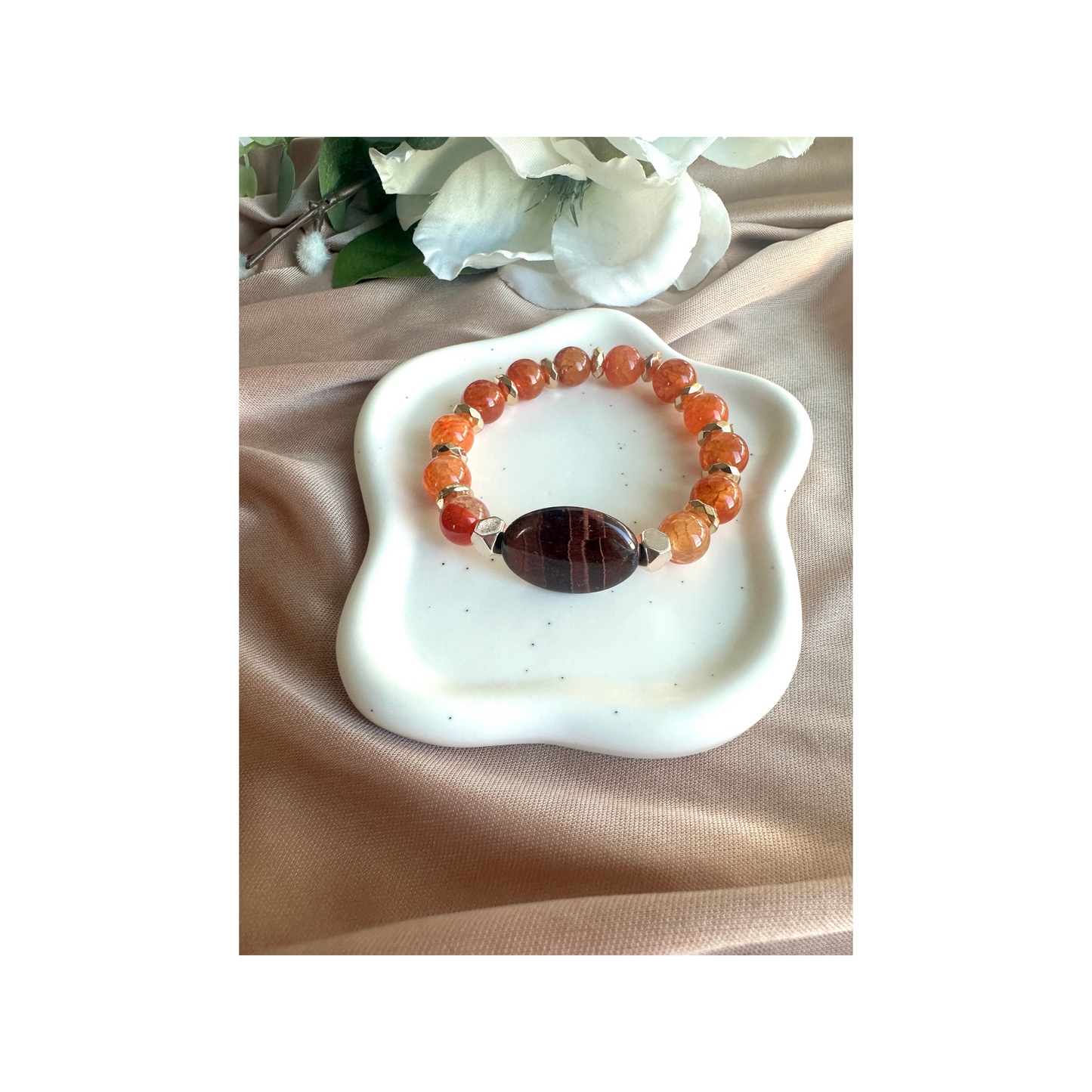 Tiger Eye and Agate Stretch Bracelet