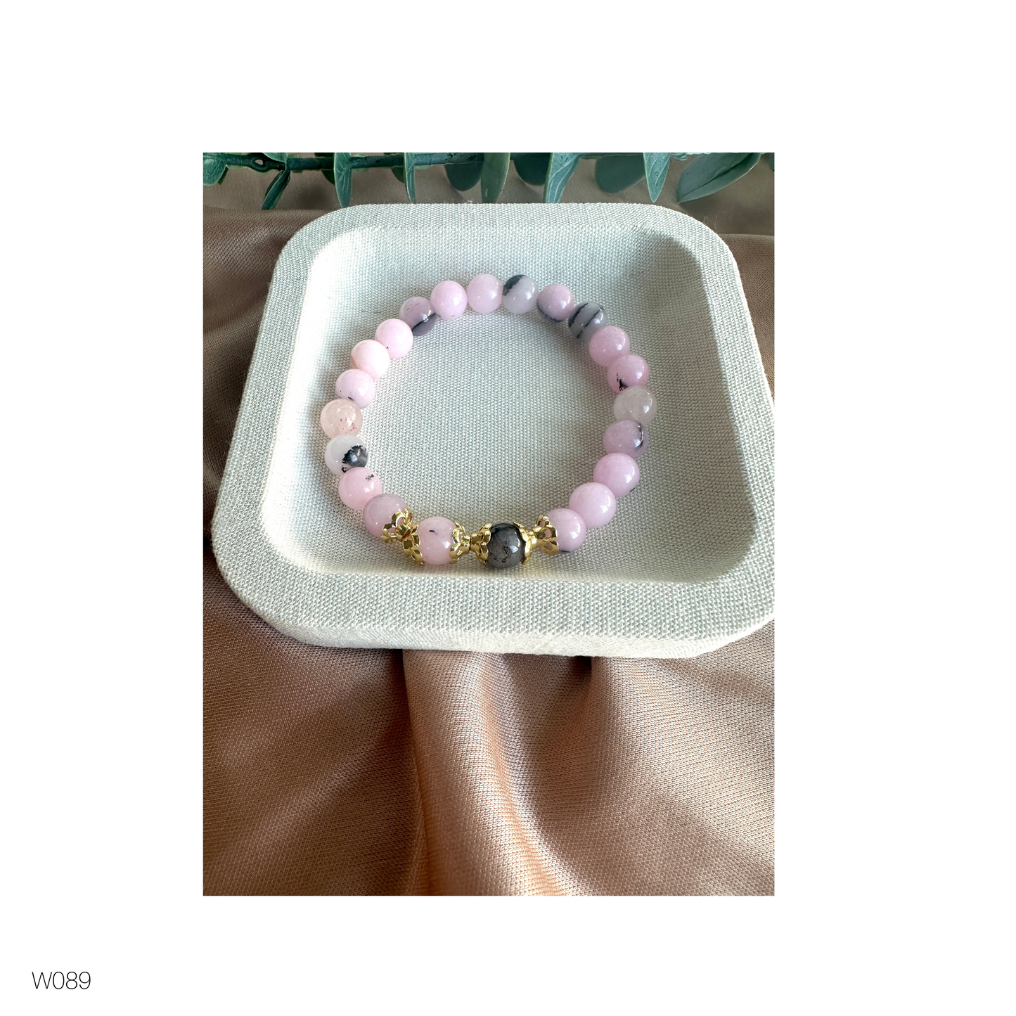 Pink Opal | Zebra Jasper Stretch Beaded Bracelet