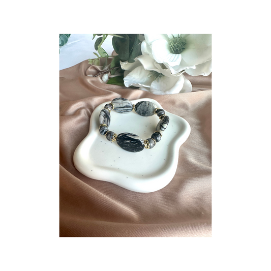 Zebra Jasper Stretch Beaded Bracelet