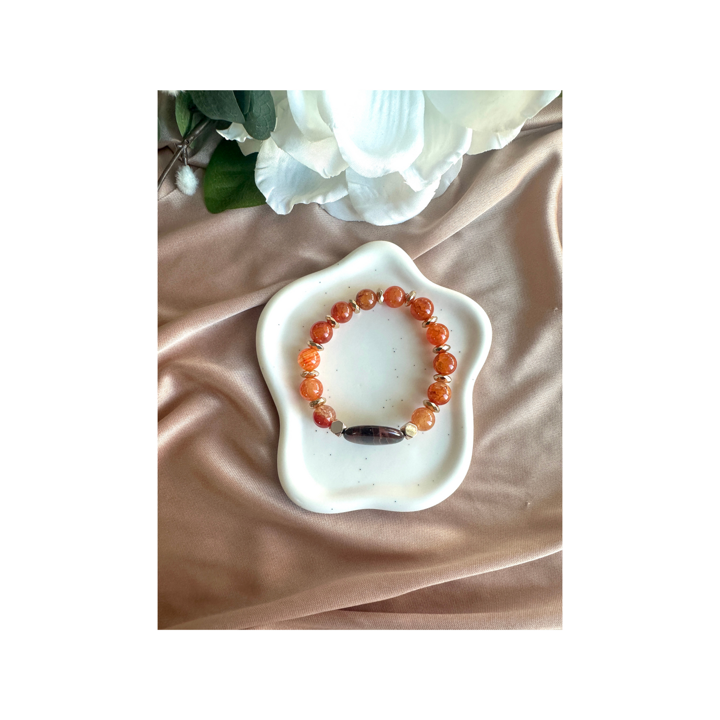 Tiger Eye and Agate Stretch Bracelet