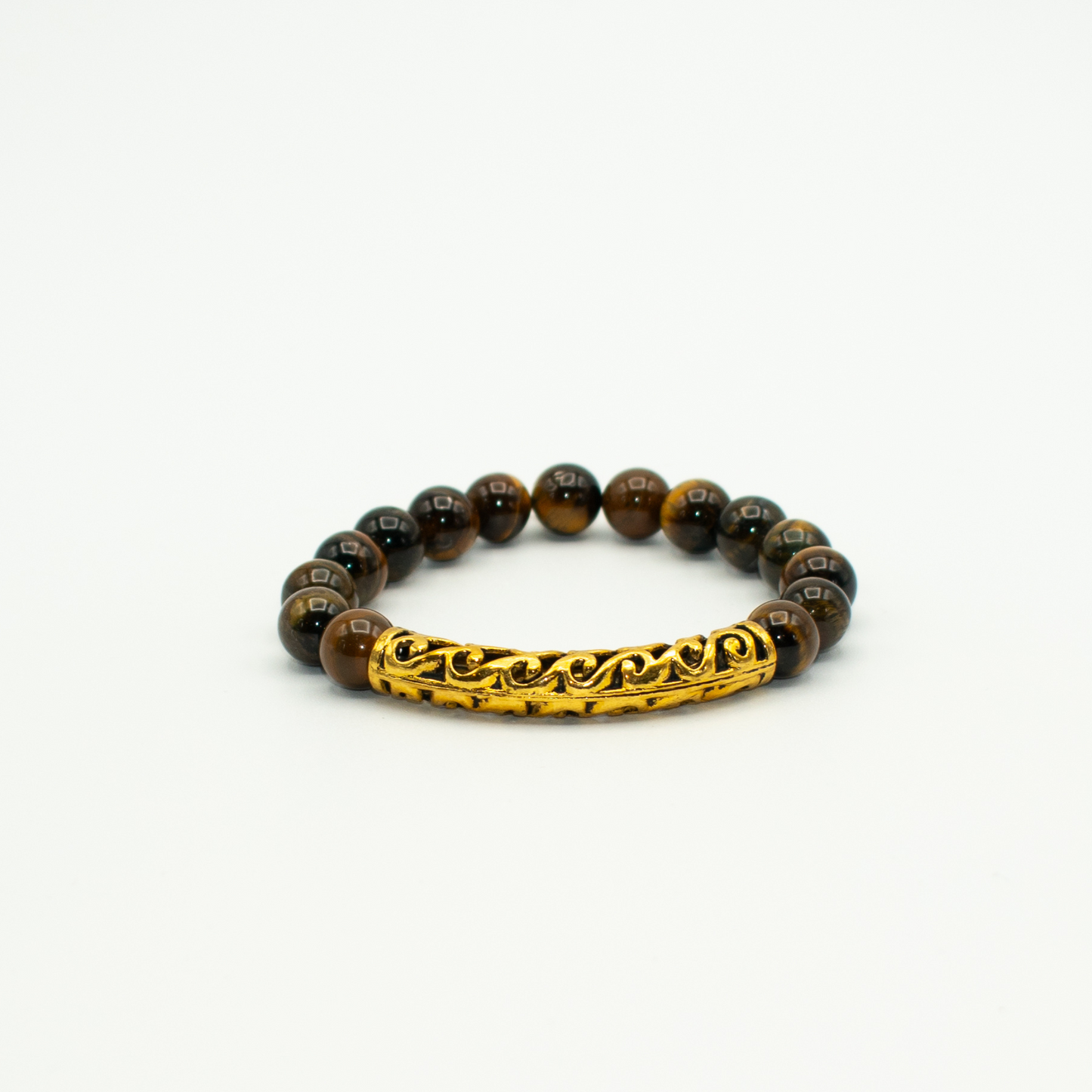 Tiger Eye and Gold Finish Stretch Bracelet