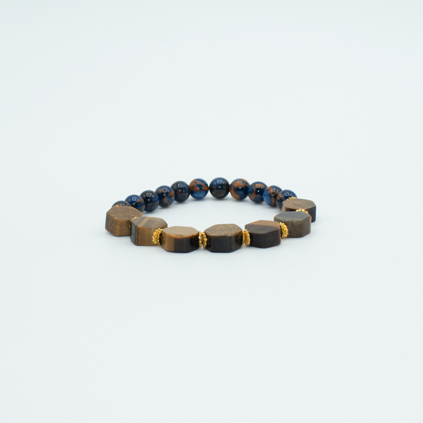 Blue Sapphire Jasper and Tiger Eye Stretch Bracelet